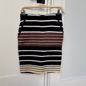 Outback Red Striped Black and Brown Women's Pencil Skirt, Size 0